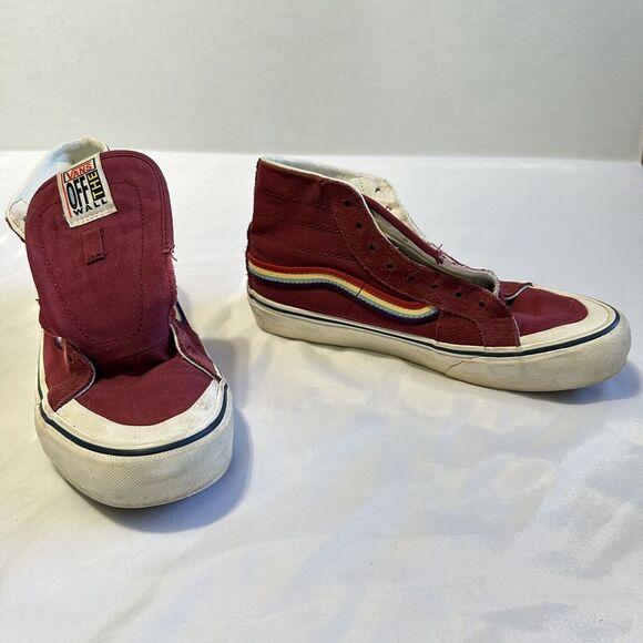 Size 7.5 Women 6 Men- VANS Sk8-Hi 138 Decon High Red Rainbow Burgundy - Picture 3 of 10
